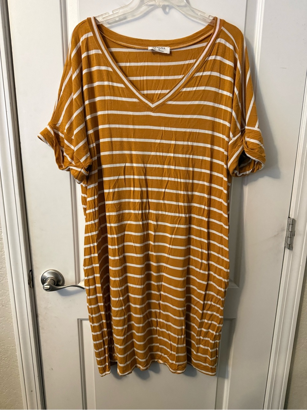 Zenana Harvest Gold Striped Dress - EUC